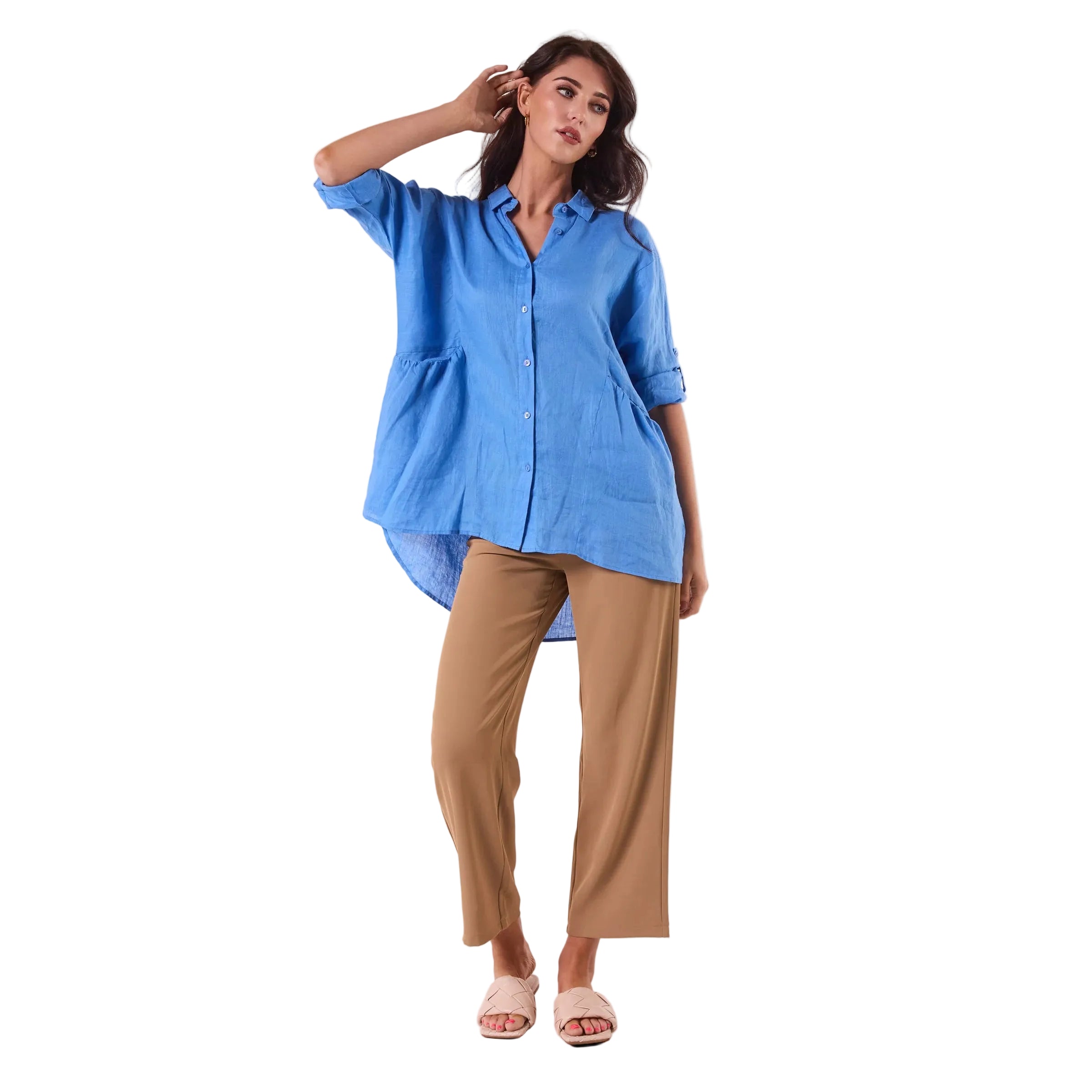 LOOSE LINEN SHIRT IN BLUE