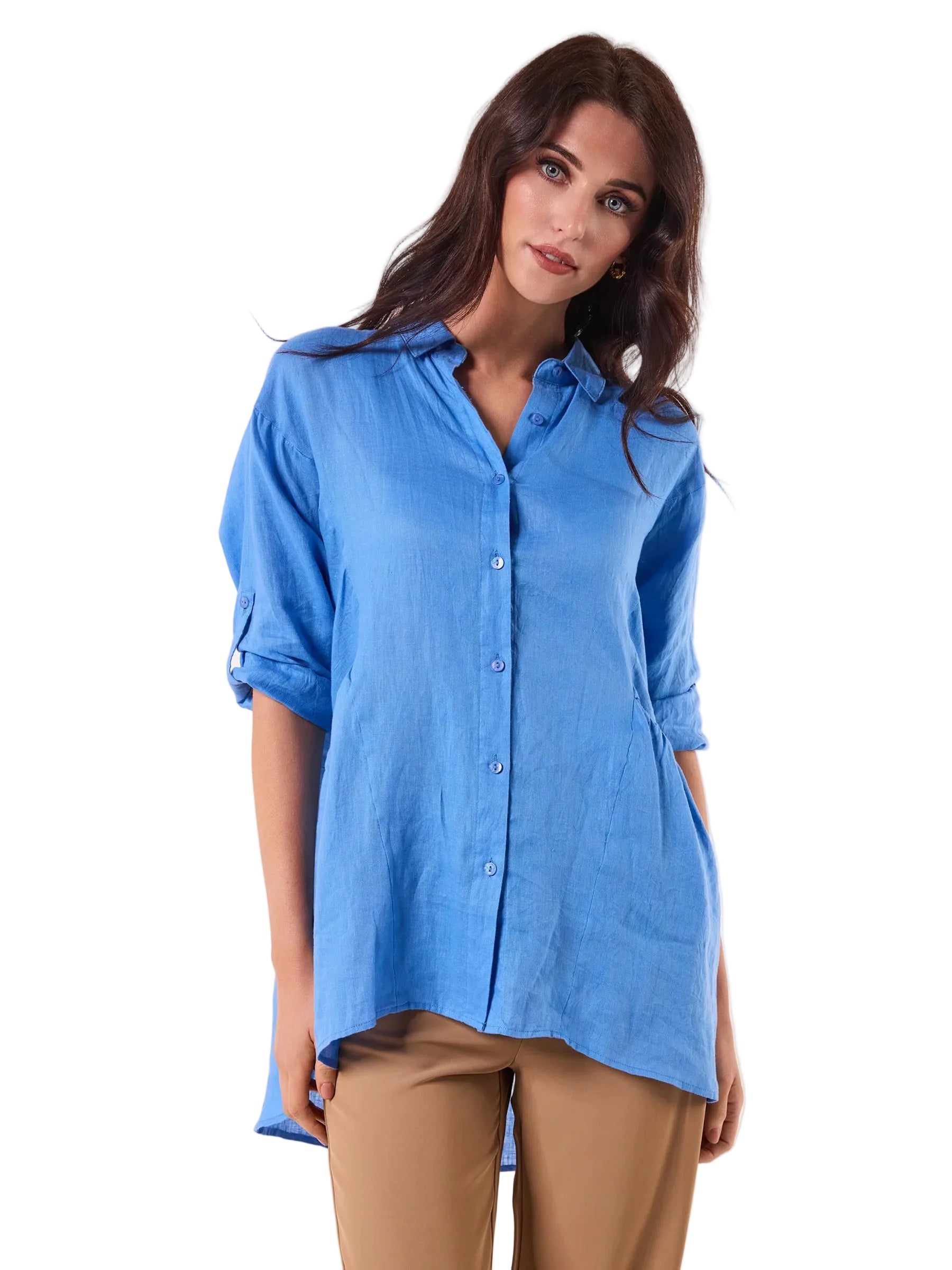 LOOSE LINEN SHIRT IN BLUE