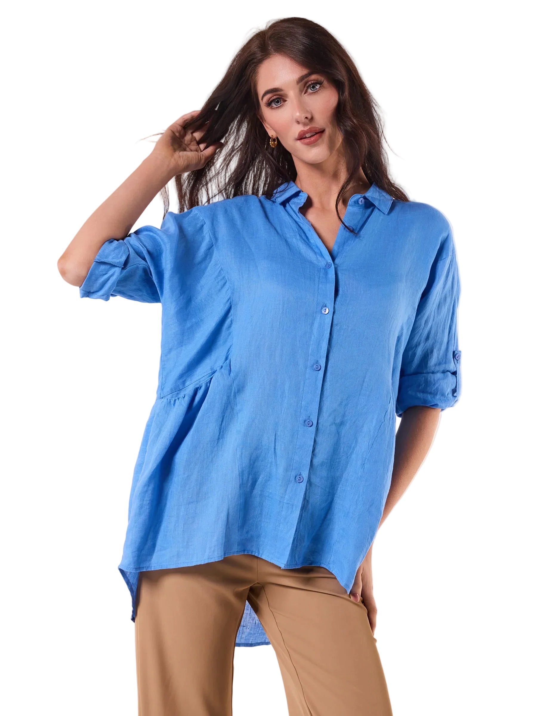LOOSE LINEN SHIRT IN BLUE
