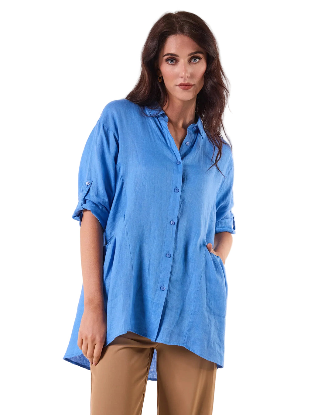 LOOSE LINEN SHIRT IN BLUE