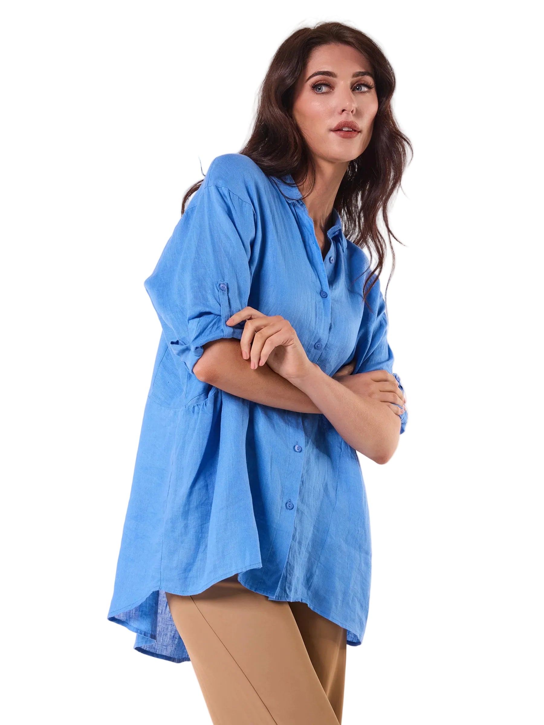 LOOSE LINEN SHIRT IN BLUE
