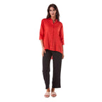 LOOSE LINEN SHIRT CARROT RED