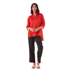 LOOSE LINEN SHIRT CARROT RED