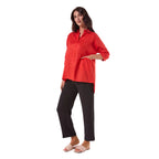 LOOSE LINEN SHIRT CARROT RED