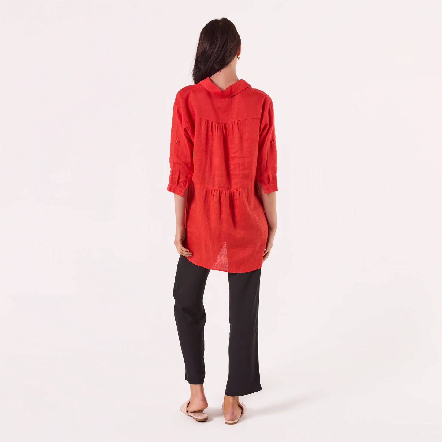 LINEN SHIRT CARROT RED