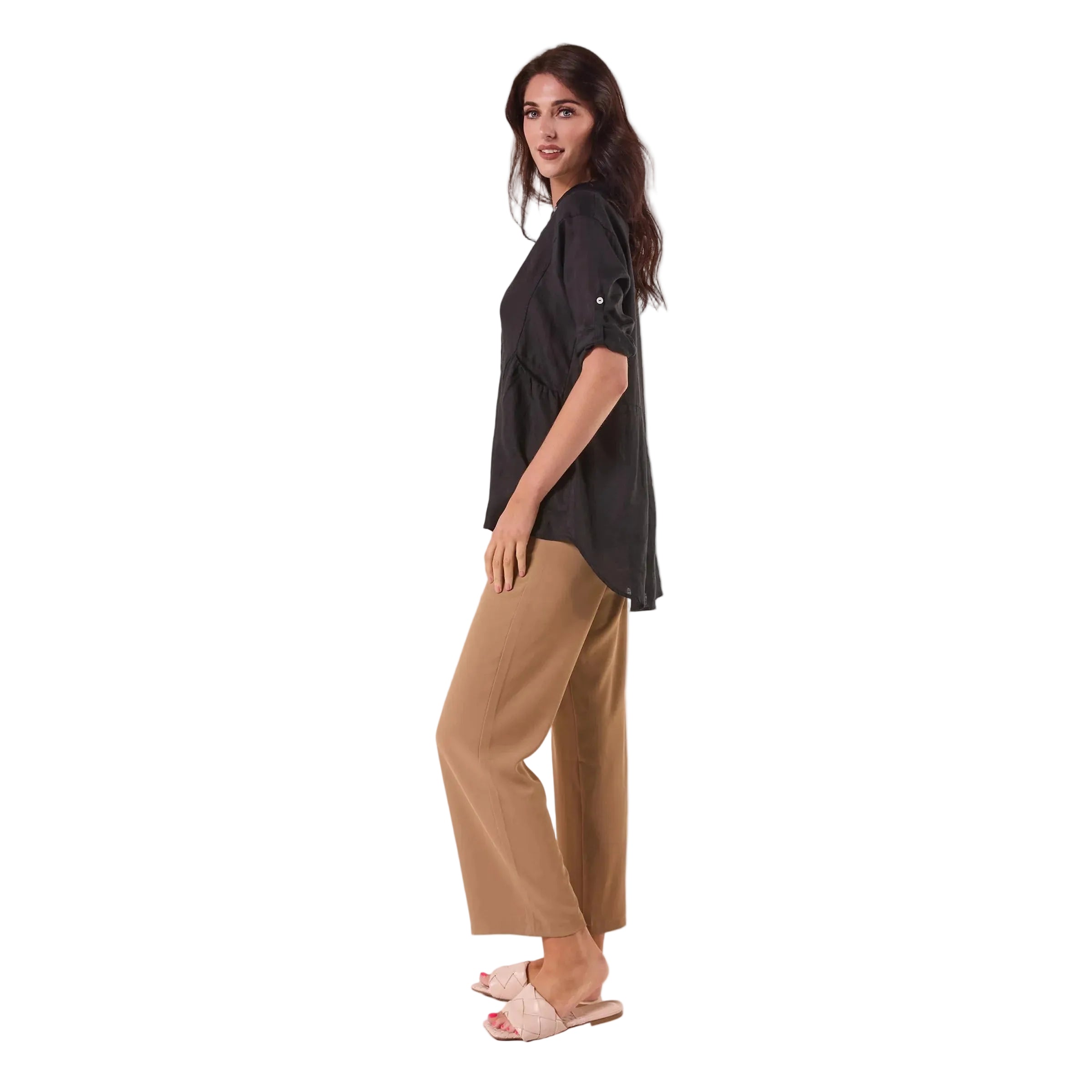 BLACK LOOSE LINEN SHIRT
