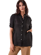 BLACK LOOSE LINEN SHIRT