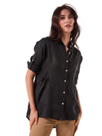 BLACK LOOSE LINEN SHIRT