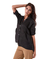 BLACK LOOSE LINEN SHIRT