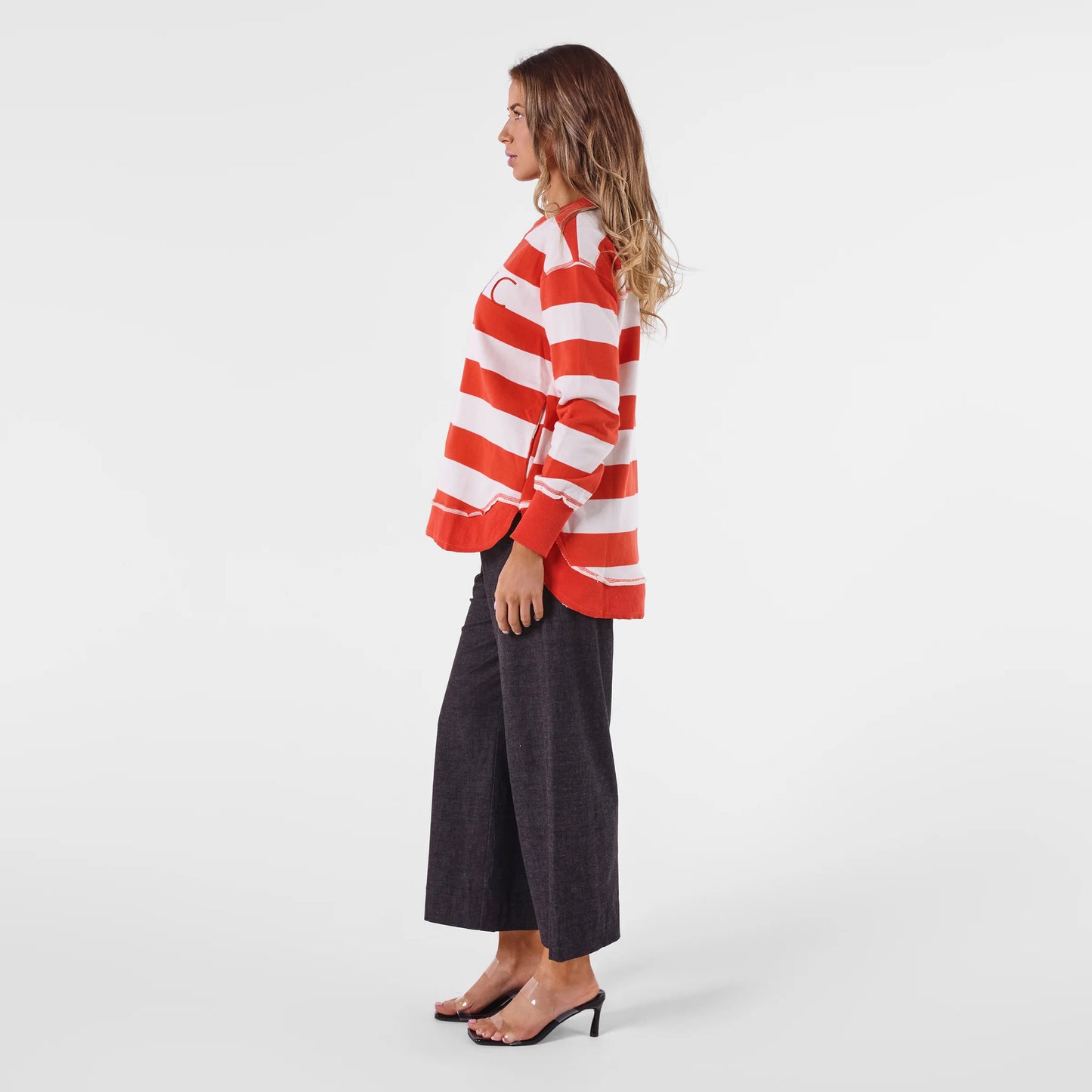 AMYIC STRIPE SWEATER IN ORANGE