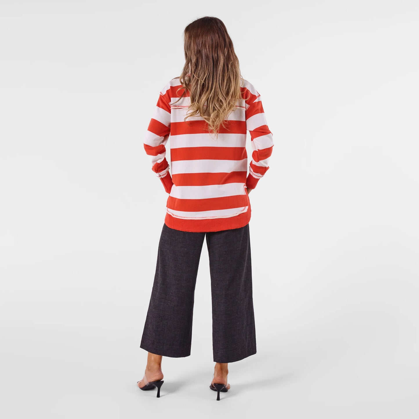 AMYIC STRIPE SWEATER IN ORANGE