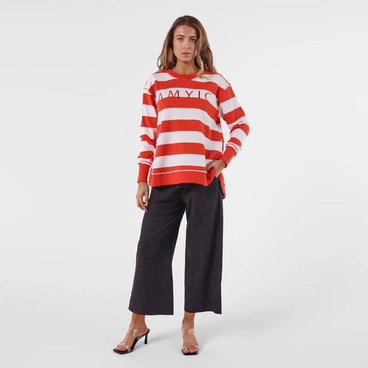 AMYIC STRIPE SWEATER IN ORANGE