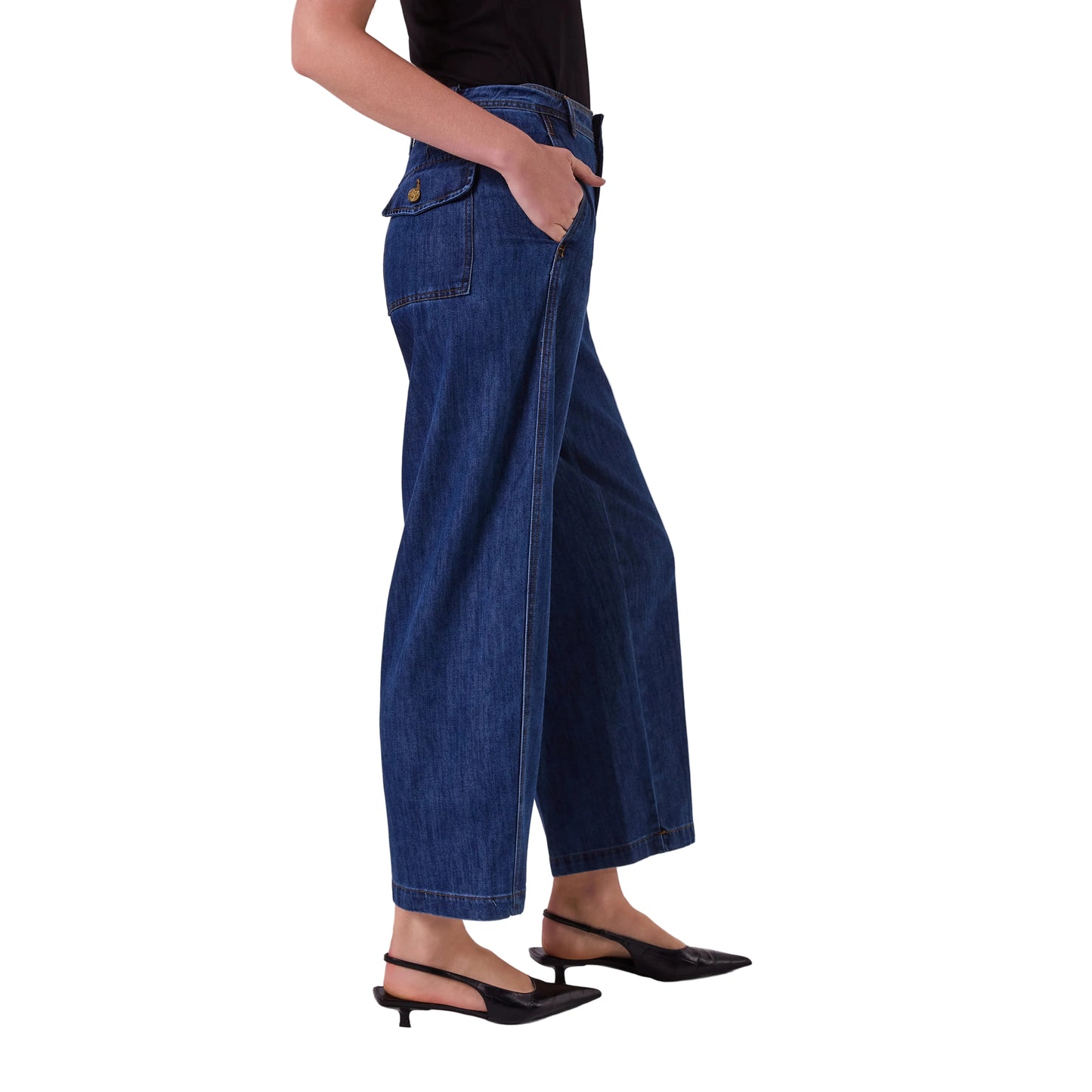 AMYIC BARREL LEG PANT IN DENIM