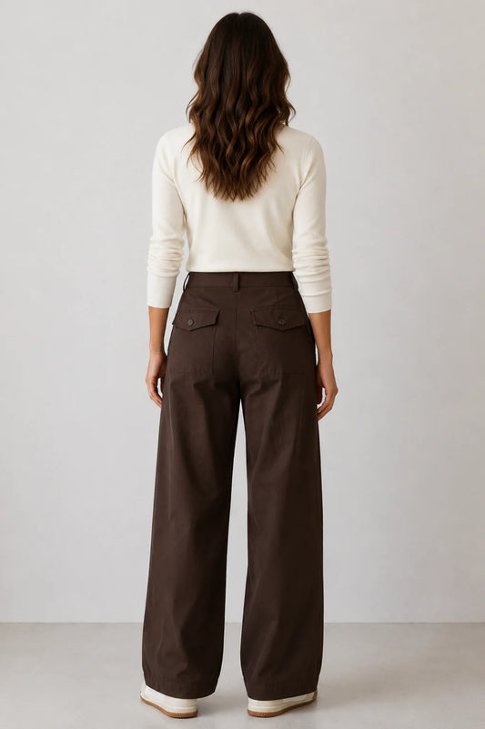 AMYIC BARREL LEG PANT IN CHOCOLATE