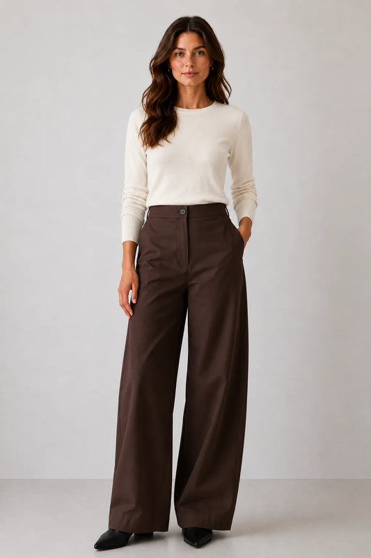AMYIC BARREL LEG PANT IN CHOCOLATE
