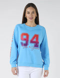 SKY BLUE OMBRE VARSITY SWEATER