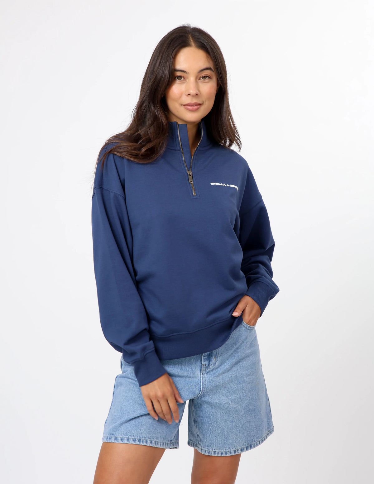 CORE ZIP SWEATER IN MARINE CORE