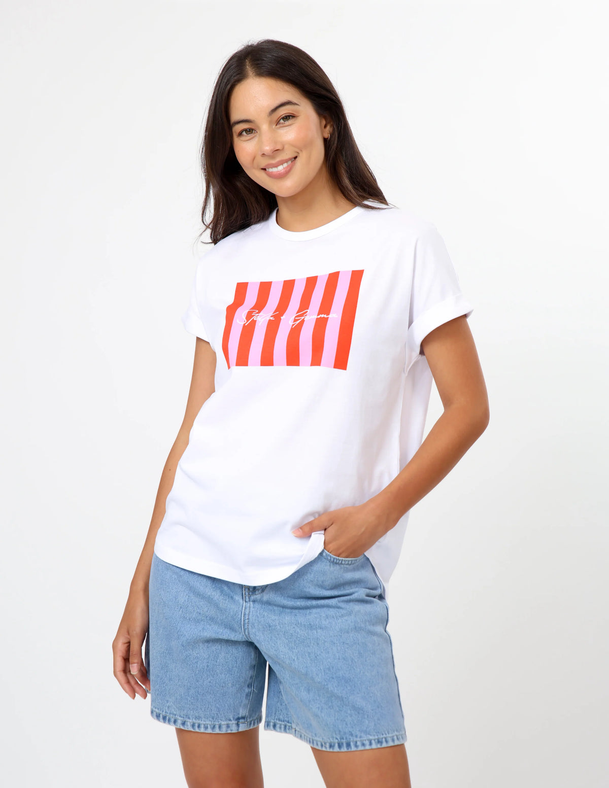 CANDY STRIPE SOHO CUFF TEE