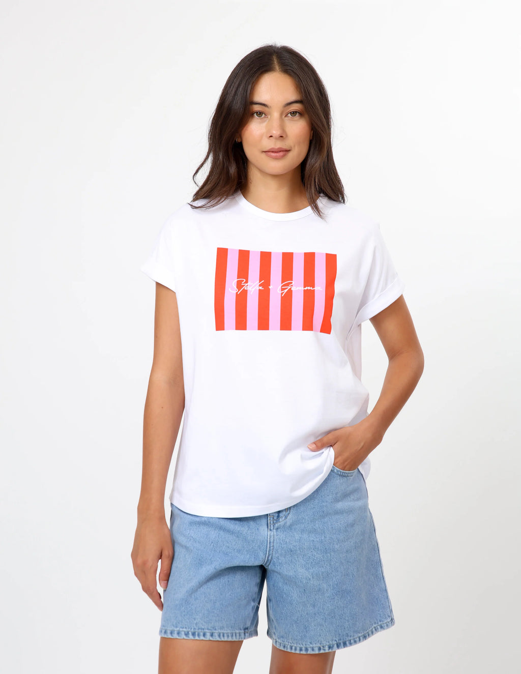 CANDY STRIPE SOHO CUFF TEE