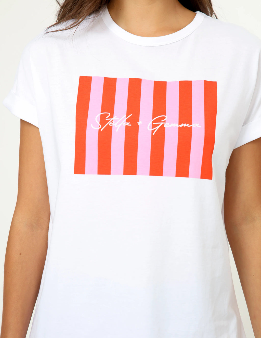 CANDY STRIPE SOHO CUFF TEE