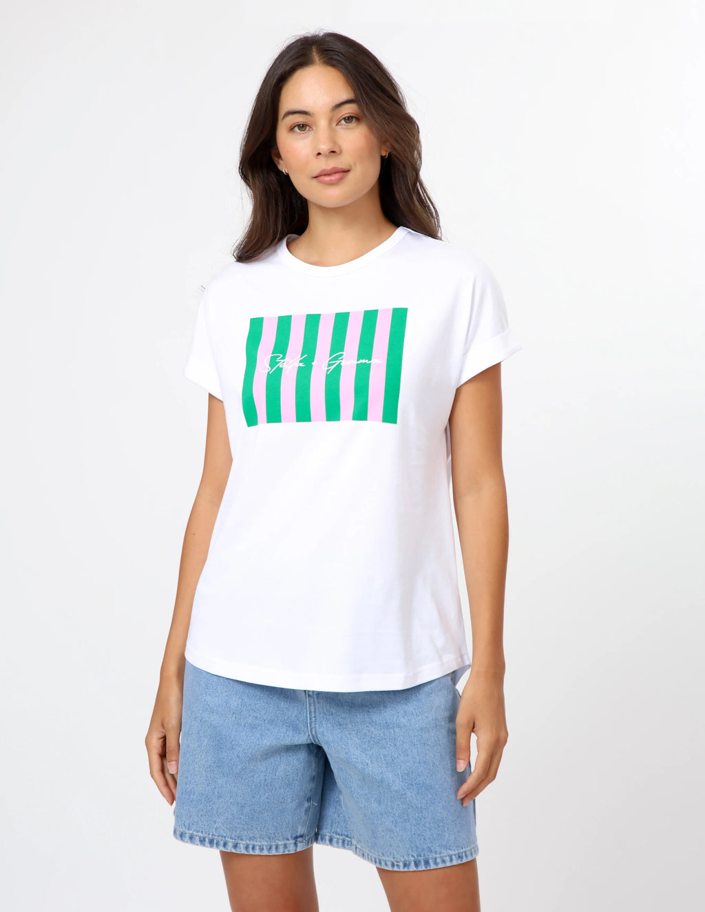 PICNIC STRIPES SOHO CUFF TEE