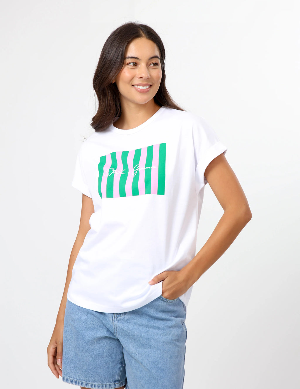 PICNIC STRIPES SOHO CUFF TEE