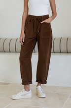 STRETCH CORD JOGGER IN CHOCLATE