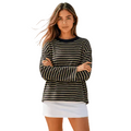 BILLIE LONG SLEEVE TEE IN CAMEL AND NAVY