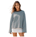 BILLIE LONG SLEEVE TEE IN BLUE AND COFFEE