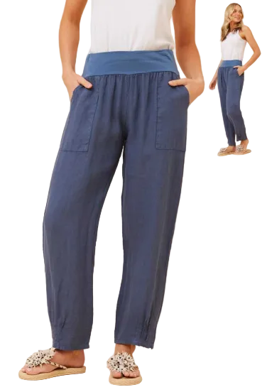 RILEY LINEN PANT IN INDIGO