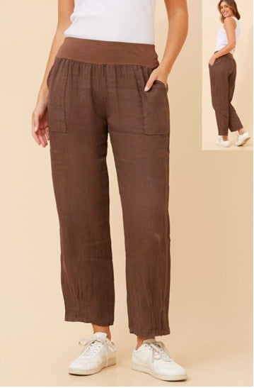 RILEY LINEN PANT IN CHOCOLATE