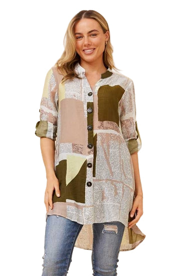 KATIE TUNIC SHIRT IN OLIVE