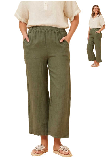 MACIE LINEN PANT IN KHAKI