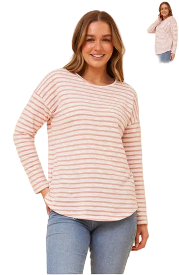 AVA LONG SLEEVE TEE IN BLUSH