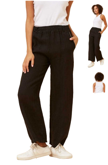 MACIE LINEN PANT IN BLACK