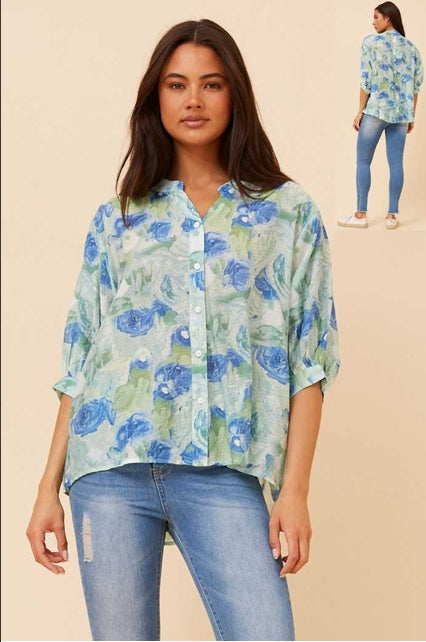 RORI BLOUSE IN MULTI GREEN