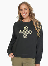 Load image into Gallery viewer, NICO AGED BLACK CHECKED CROSS SWEATER
