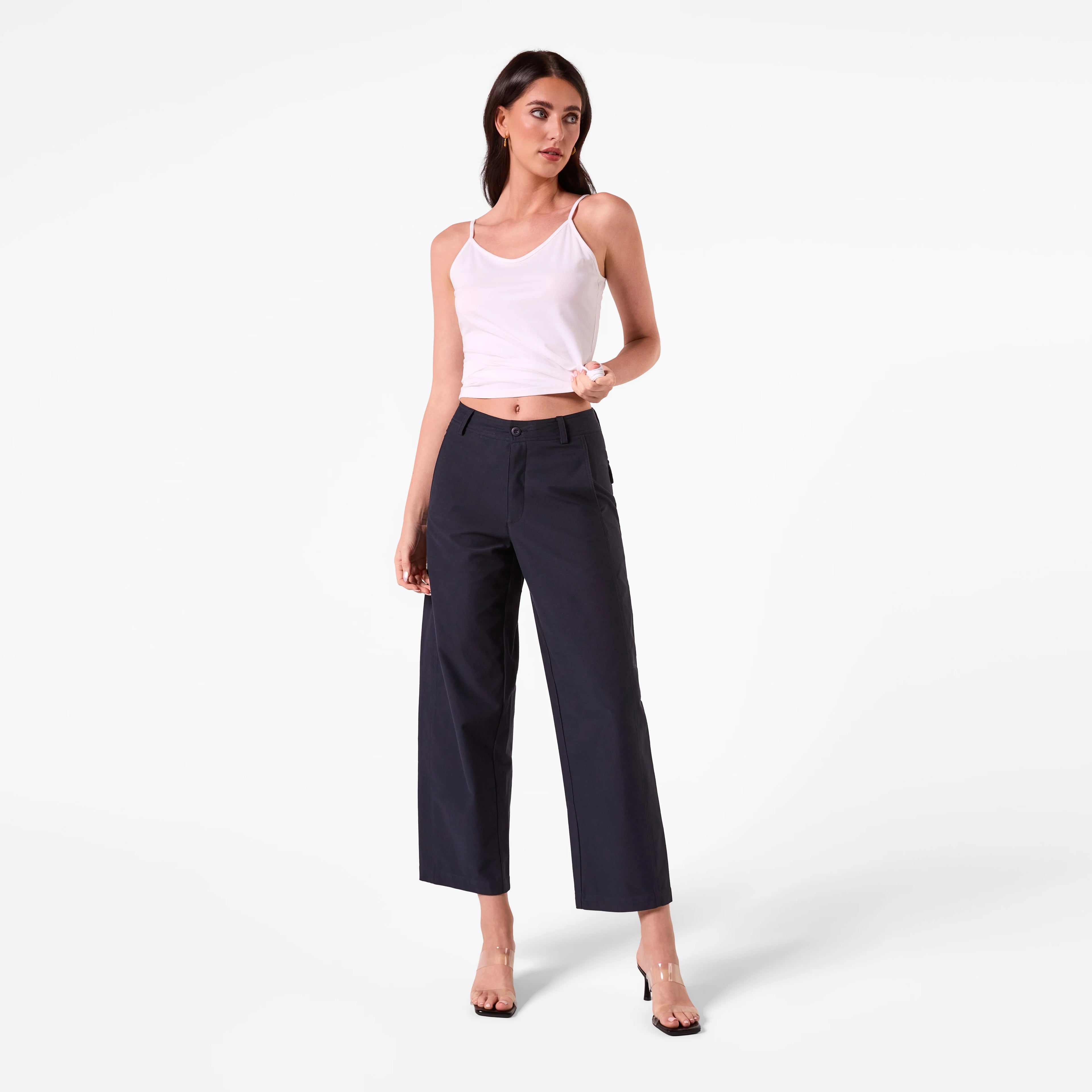 AMYIC BARREL LEG PANT IN NAVY