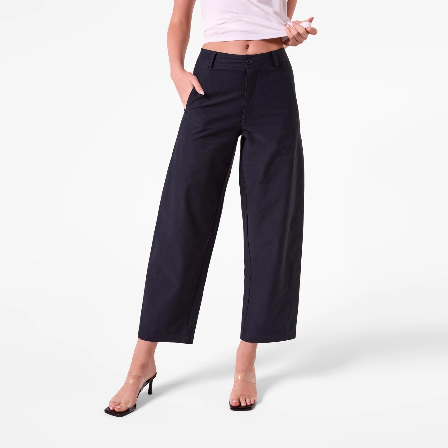 AMYIC BARREL LEG PANT IN NAVY