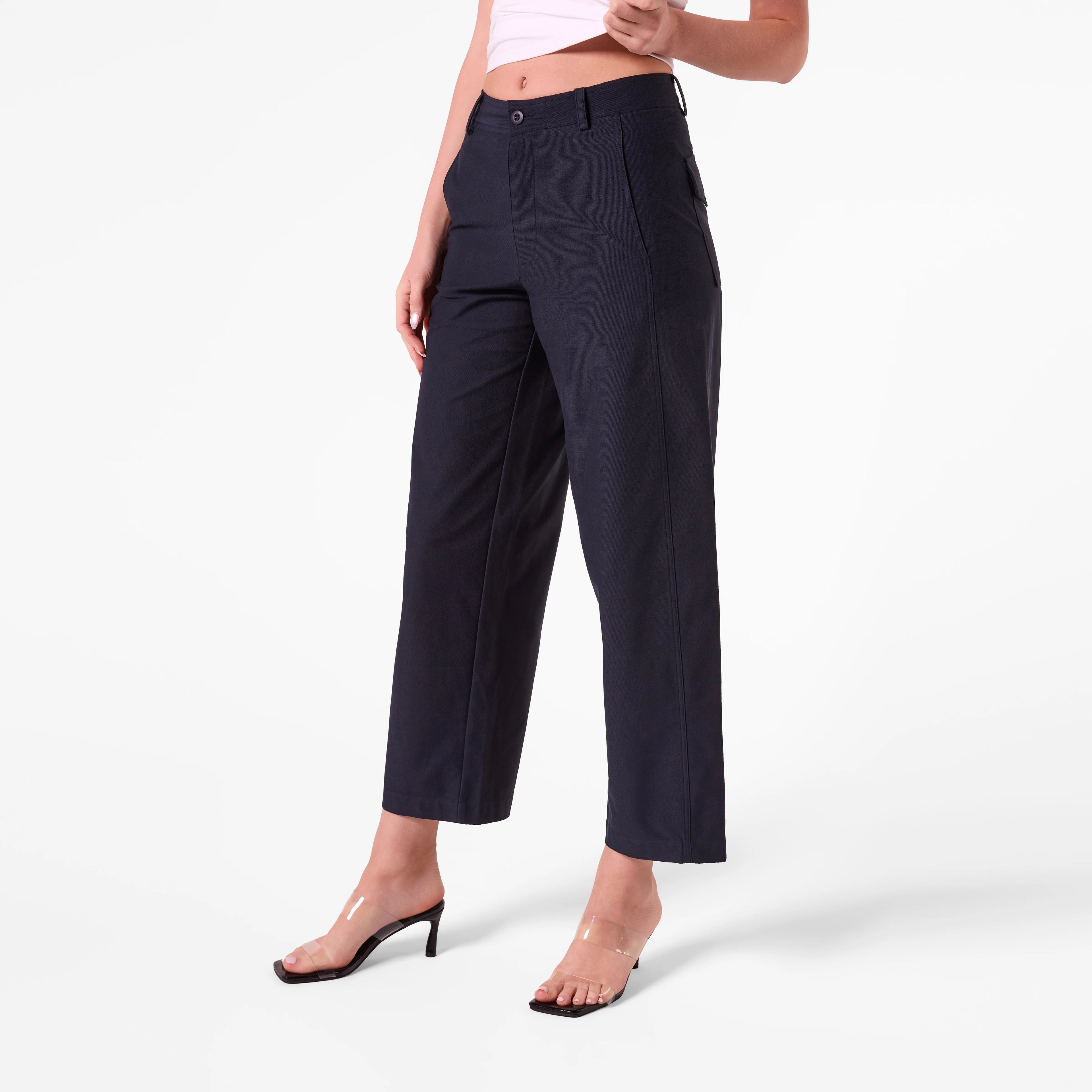 AMYIC BARREL LEG PANT IN NAVY