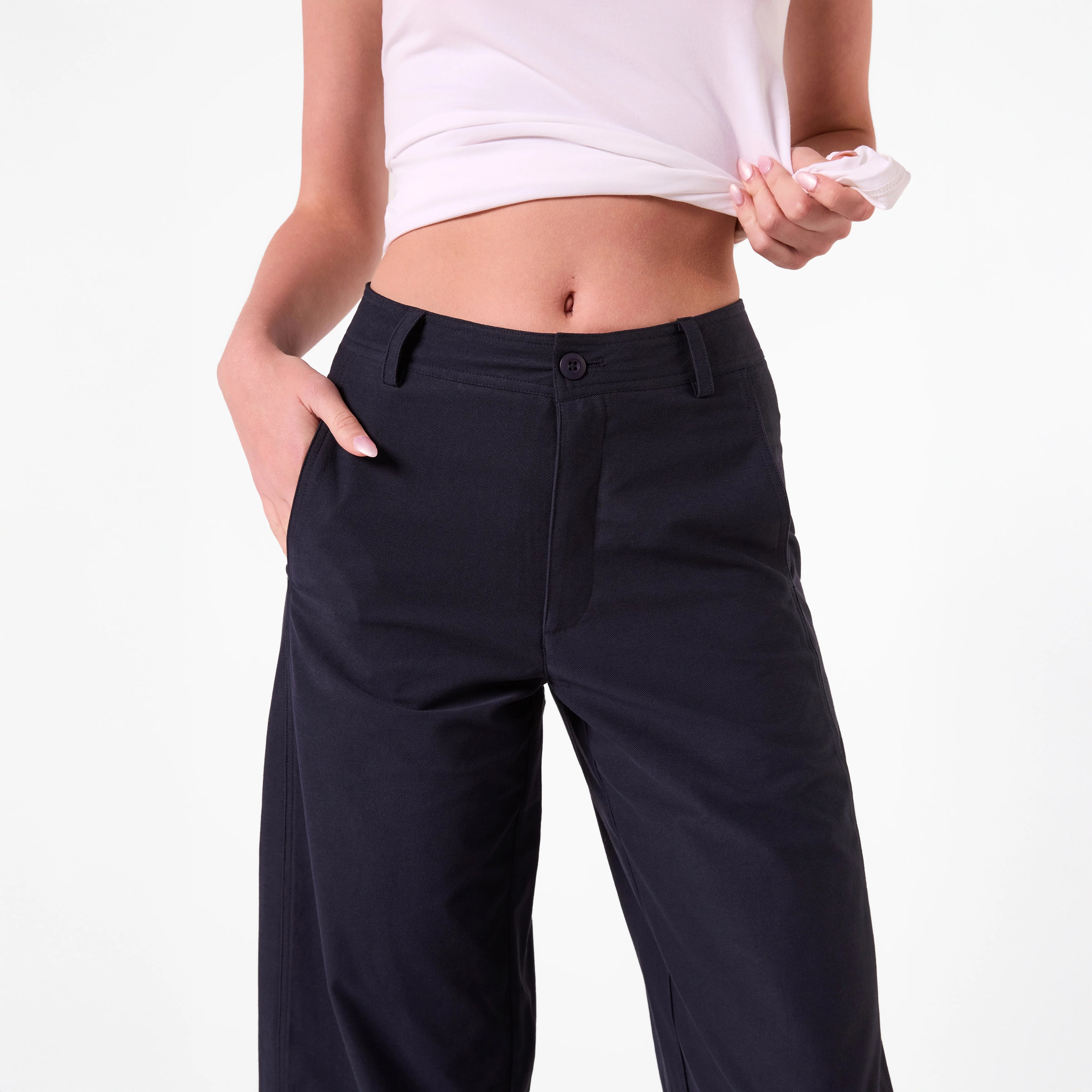 AMYIC BARREL LEG PANT IN NAVY
