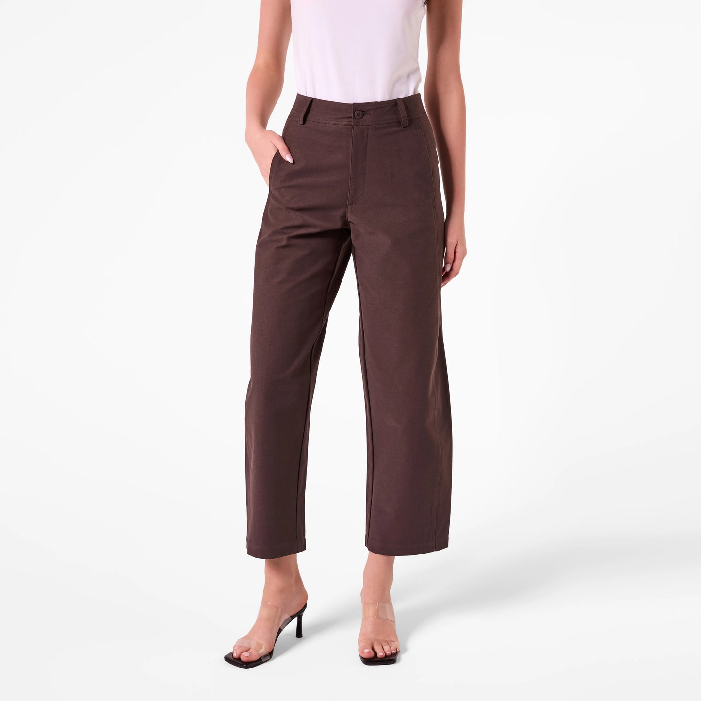 AMYIC BARREL LEG PANT IN CHOCOLATE