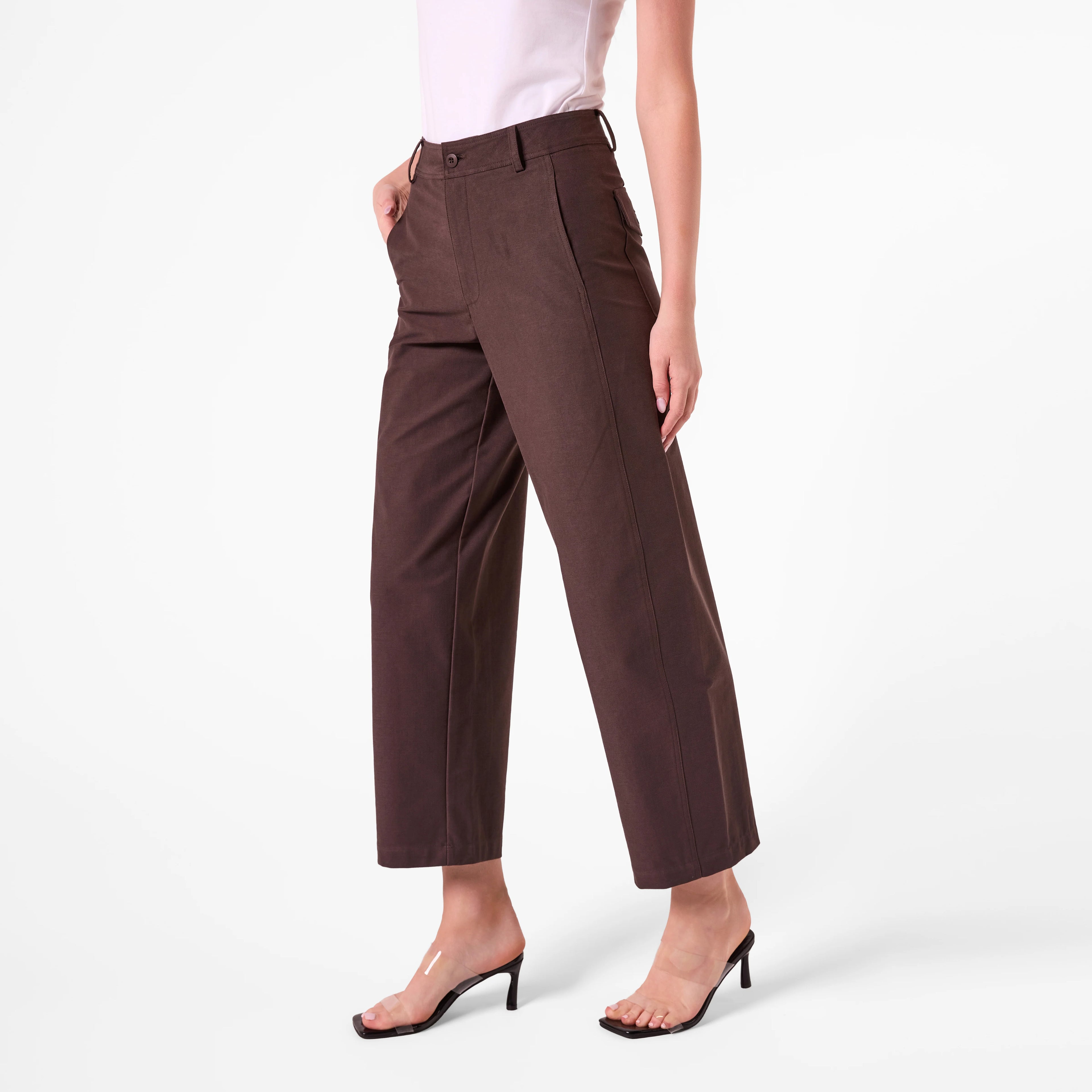 AMYIC BARREL LEG PANT IN CHOCOLATE