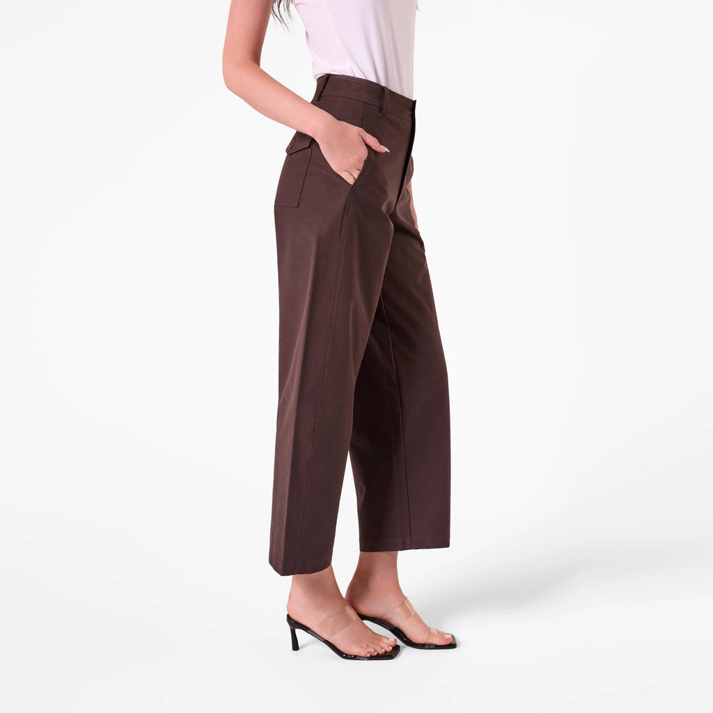 AMYIC BARREL LEG PANT IN CHOCOLATE