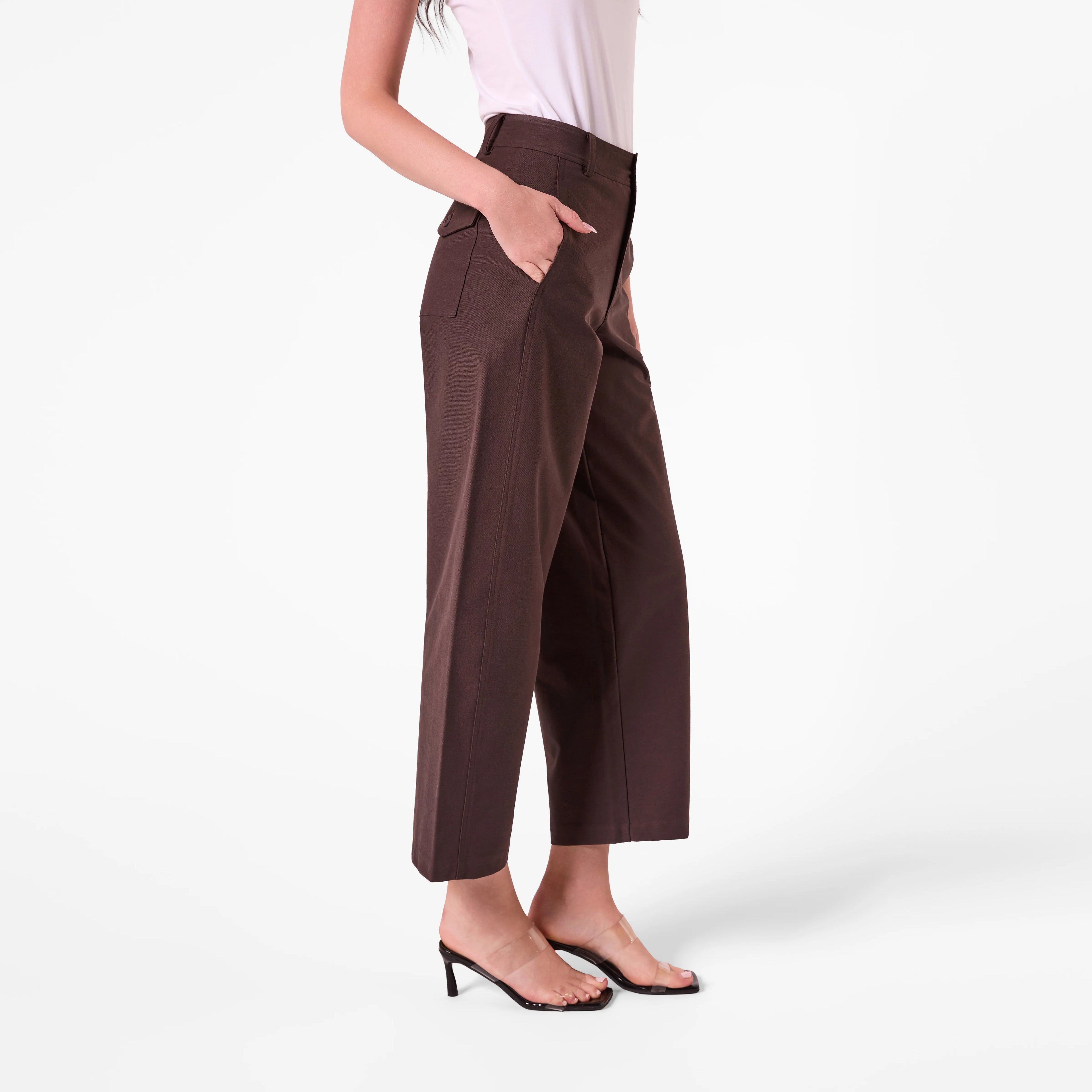 AMYIC BARREL LEG PANT IN CHOCOLATE
