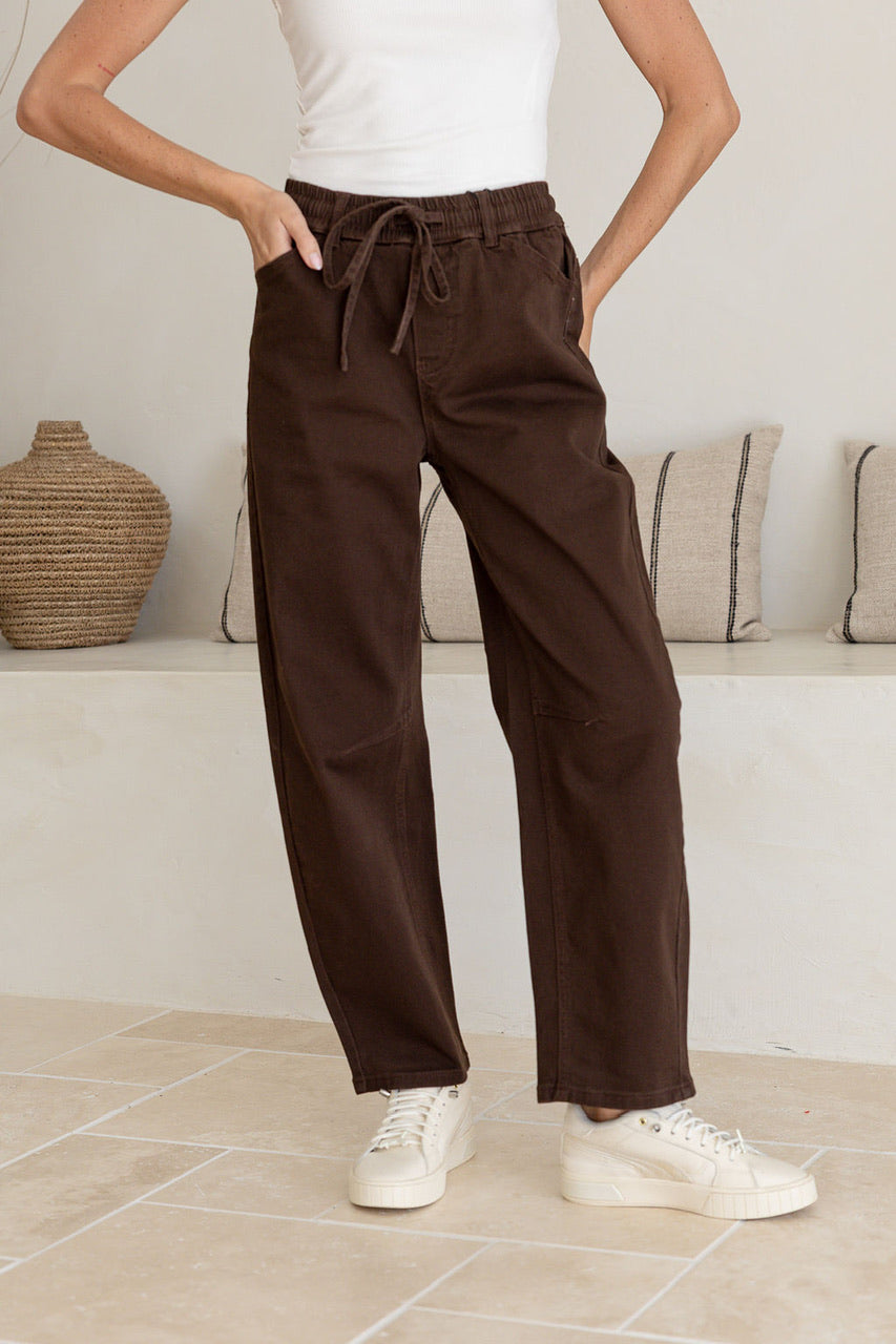 DRAWSTING JOGGER BARREL LEG JEAN