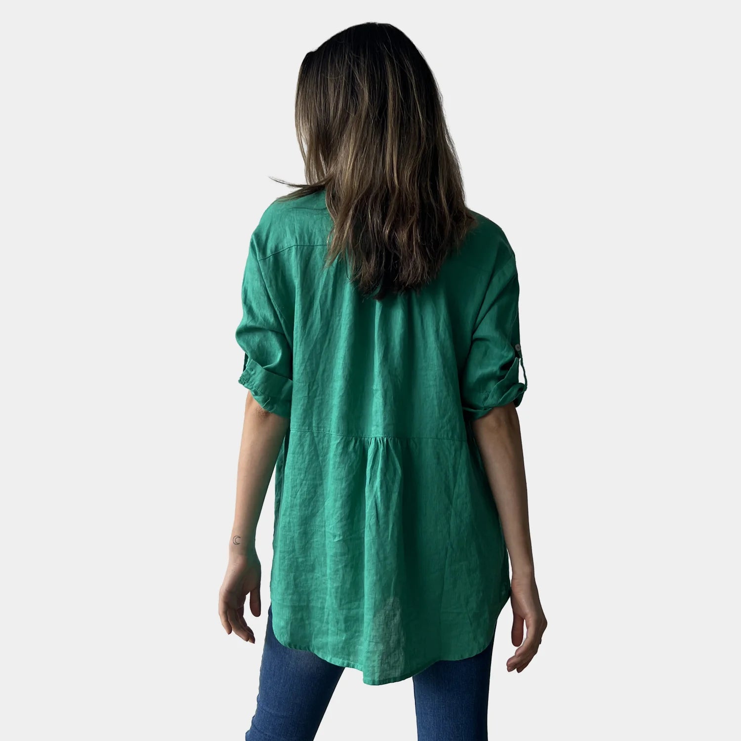 LOOSE LINEN SHIRT IN GREEN