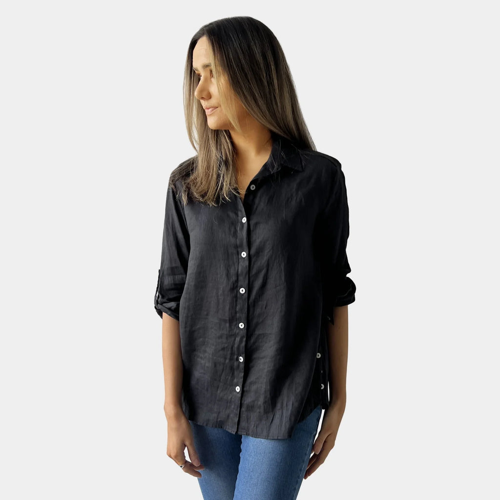 OLIVIA LINEN SHIRT BLACK