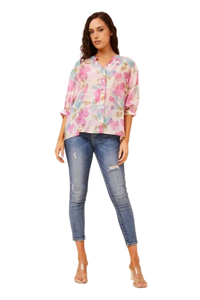 JAXIE TOP IN MULTI PINK