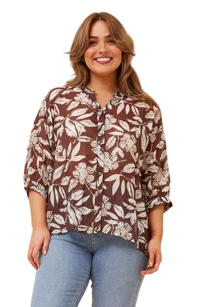 JAXIE LEAF PRINT TOP